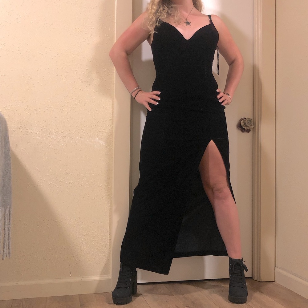 Vintage Velvet Slit Dress